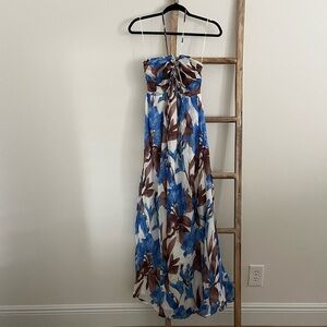 Pinkblush Blue and Brown Floral Maxi Dress